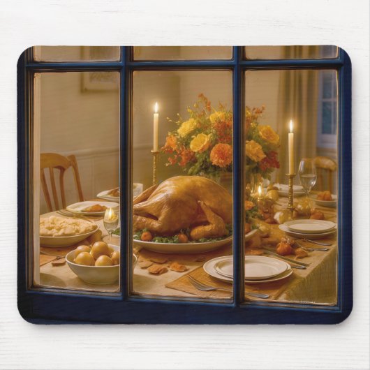 Thanksgiving Turkey Feast In Window Muismat (Voorkant)