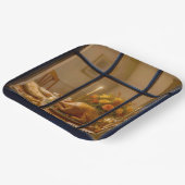 Thanksgiving Turkey Feast In Window Papieren Bordje (Gebogen)