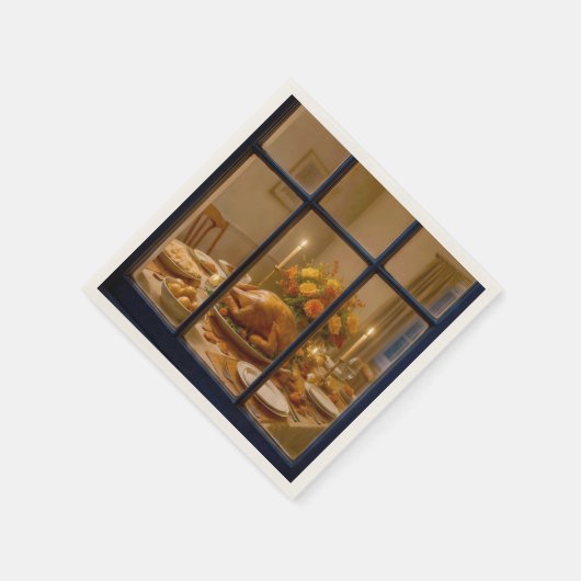 Thanksgiving Turkey Feast In Window Servet (Hoek)