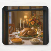 Thanksgiving Turkey Feast Scene in a Window Muismat (Voorkant)