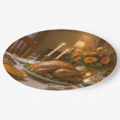 Thanksgiving Turkey Feast With Candles Papieren Bordje (Gekanteld)