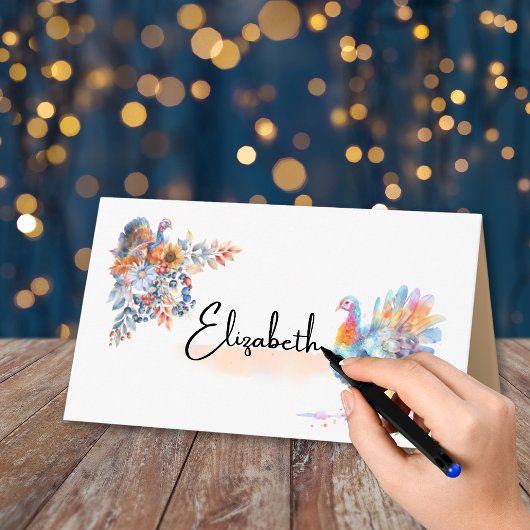 Thanksgiving Turkey Folded Place Card Plaatskaartje