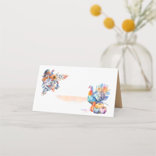 Thanksgiving Turkey Folded Place Card Plaatskaartje (Voorkant)