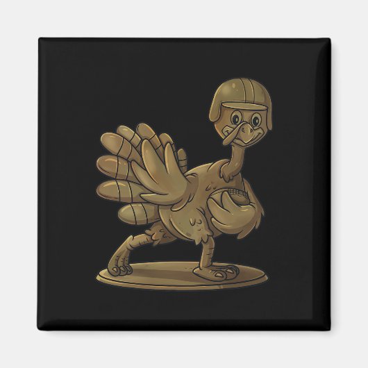 Thanksgiving Turkey Football Player Trophy Award Magneet (Voorkant)