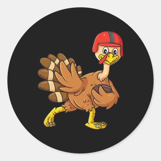 Thanksgiving Turkey Football Player Trophy Award P Ronde Sticker (Voorkant)