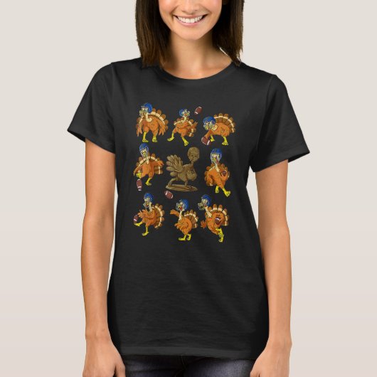 Thanksgiving Turkey Football Players Receiver Quar T-shirt (Voorkant)