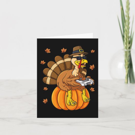 Thanksgiving Turkey Gamer Pumpkin Boys Kinder Tien Kaart (Voorkant)