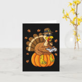 Thanksgiving Turkey Gamer Pumpkin Boys Kinder Tien Kaart (Gele Bloem)
