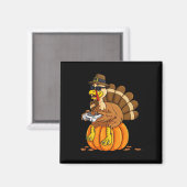Thanksgiving Turkey Gamer Pumpkin Boys Kinder Tien Magneet (Voorkant / Achterkant)