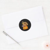 Thanksgiving Turkey Gamer Pumpkin Boys Kinder Tien Ronde Sticker (Envelop)