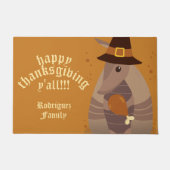 Thanksgiving Turkey Leg Armadillo Texas Deurmat (Voorkant)