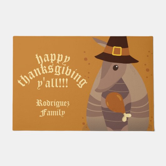 Thanksgiving Turkey Leg Armadillo Texas Deurmat (Voorkant)