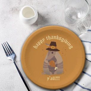 Thanksgiving Turkey Leg Armadillo Texas Papieren Bordje