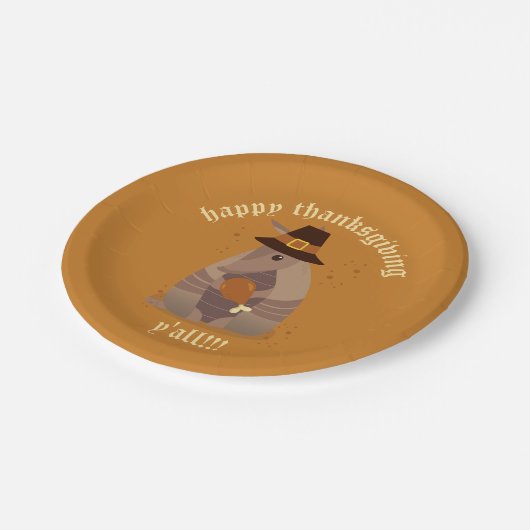 Thanksgiving Turkey Leg Armadillo Texas Papieren Bordje (Gekanteld)