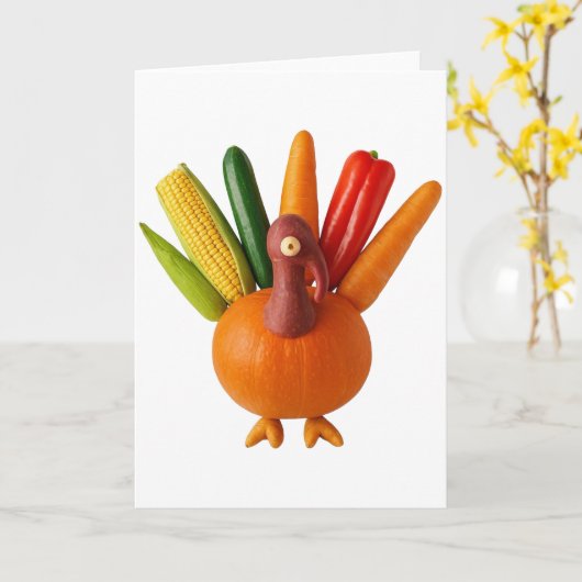 Thanksgiving Turkey Made of Vegetables Kaart (Gele Bloem)