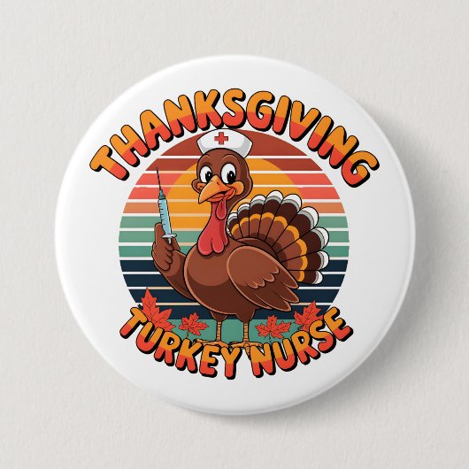 Thanksgiving Turkey Nurse Ronde Button 7,6 Cm (Voorkant)