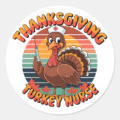 Thanksgiving Turkey Nurse Ronde Sticker (Voorkant)