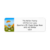 Thanksgiving Turkey Parachuting into Military Base Etiket (Voorkant)