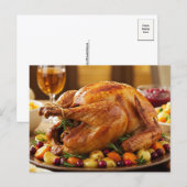 Thanksgiving Turkey Postcard Cozy Holiday Dinner Feestdagenkaart (Voorkant / Achterkant)