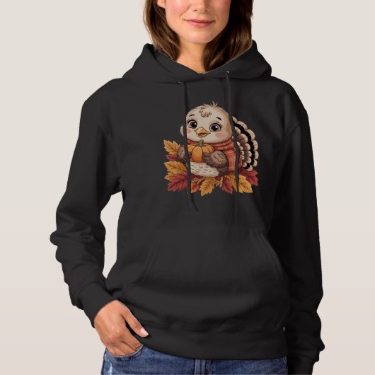 Thanksgiving turkey pumpkin fall leaves hoodie (Voorkant)