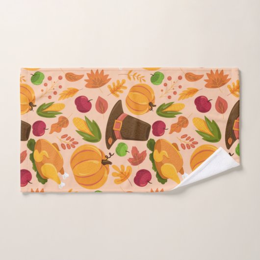 Thanksgiving Turkey Pumpkin Herfst Pattern Handdoek (Handdoek)