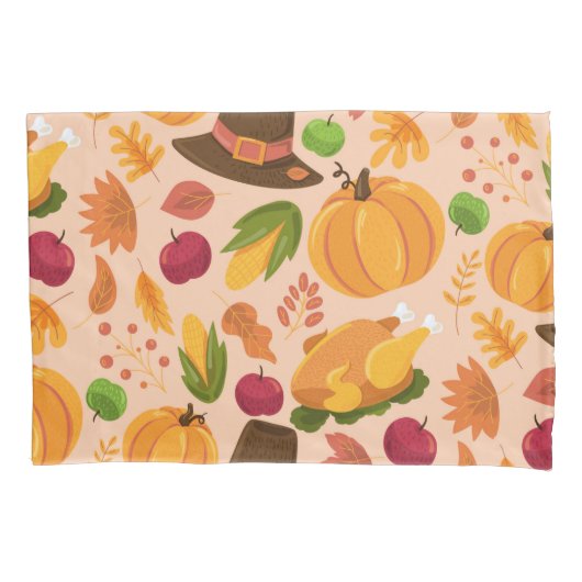 Thanksgiving Turkey Pumpkin Herfst Pattern Kussensloop (Voorkant)