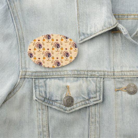 Thanksgiving Turkey Pumpkin Herfst Pattern Naamplaatje (In situ)