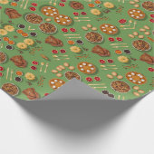 Thanksgiving Turkey Pumpkin Pie Green Oranje Cadeaupapier (Hoek)