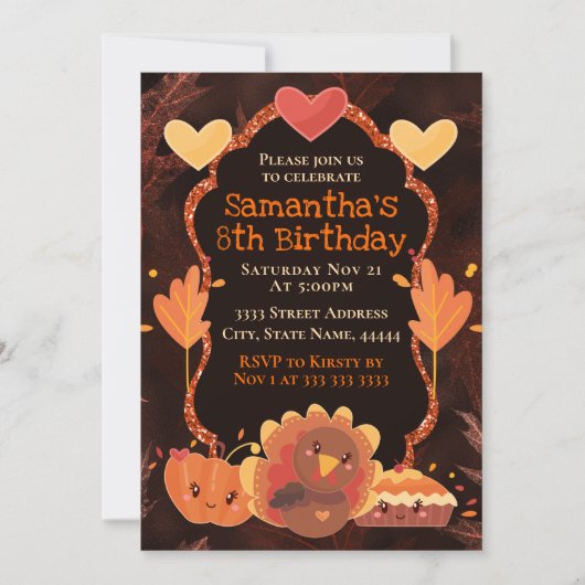 Thanksgiving Turkey Pumpkin Pie Kaart (Voorkant)