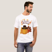Thanksgiving Turkey & Pumpkin T‑Shirt T-shirt (Voorkant volledig)