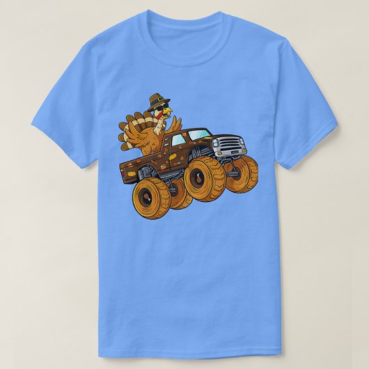 Thanksgiving Turkey Riding Monster Truck Boys Kids T-shirt (Design voorkant)