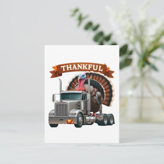 Thanksgiving Turkey Riding Semi Truck Briefkaart (Staand voorkant)