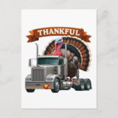 Thanksgiving Turkey Riding Semi Truck Briefkaart (Voorkant)