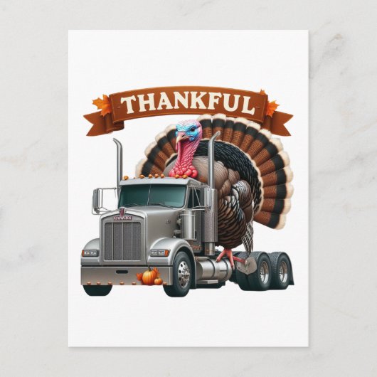 Thanksgiving Turkey Riding Semi Truck Briefkaart (Voorkant)