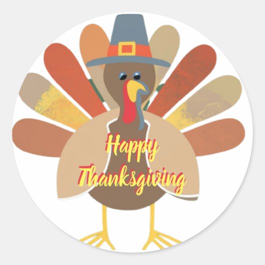 Thanksgiving Turkey Ronde Sticker (Voorkant)