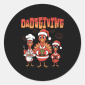 Thanksgiving Turkey Squad Dancing Dad Mom Kid Happ Ronde Sticker (Voorkant)