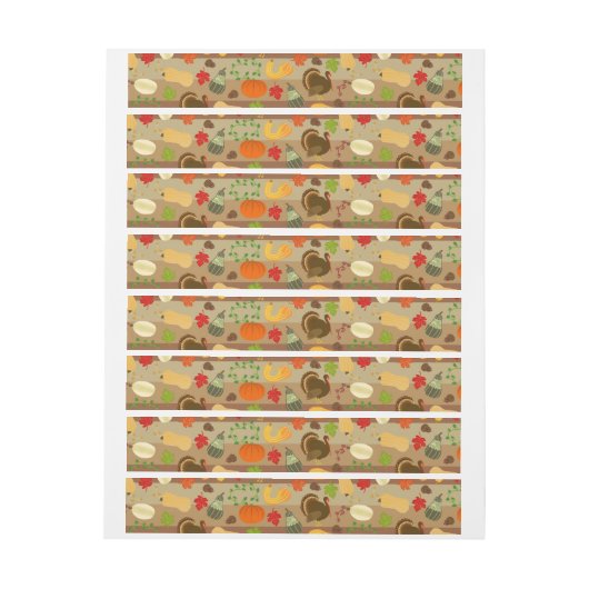 Thanksgiving Turkey Squash Autumn Harvest Pattern Adreslabel Wikkel (Vel)