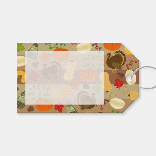 Thanksgiving Turkey Squash Autumn Harvest Pattern Cadeaulabel (Voorkant (Horizontaal))