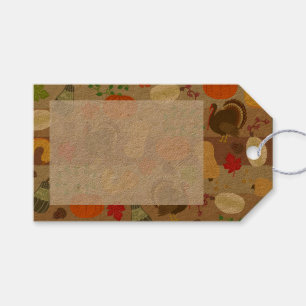 Thanksgiving Turkey Squash Autumn Harvest Pattern Cadeaulabel
