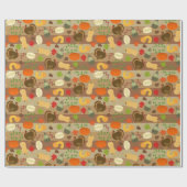 Thanksgiving Turkey Squash Autumn Harvest Pattern Cadeaupapier (Vlak)