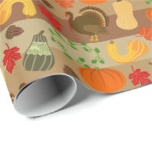 Thanksgiving Turkey Squash Autumn Harvest Pattern Cadeaupapier (Rol Hoek)