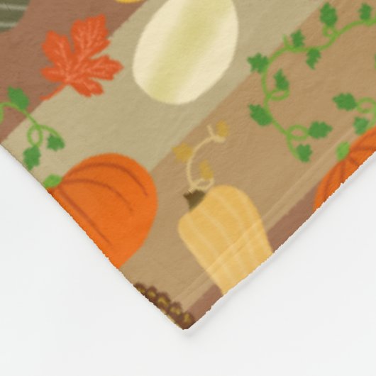 Thanksgiving Turkey Squash Autumn Harvest Pattern Fleece Deken (Hoek)