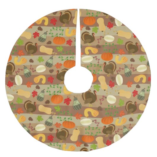 Thanksgiving Turkey Squash Autumn Harvest Pattern Kerstboom Rok (Voorkant)