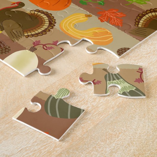 Thanksgiving Turkey Squash Autumn Harvest Pattern Legpuzzel (Zijkant)