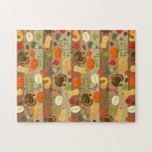 Thanksgiving Turkey Squash Autumn Harvest Pattern Legpuzzel (Horizontaal)