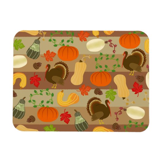 Thanksgiving Turkey Squash Autumn Harvest Pattern Magneet (Horizontaal)