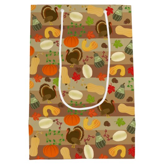 Thanksgiving Turkey Squash Autumn Harvest Pattern Medium Cadeauzakje (Achterkant)