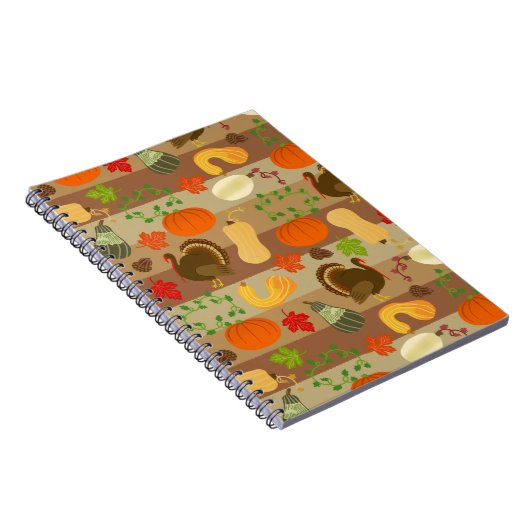 Thanksgiving Turkey Squash Autumn Harvest Pattern Notitieboek (Rechterzijde)
