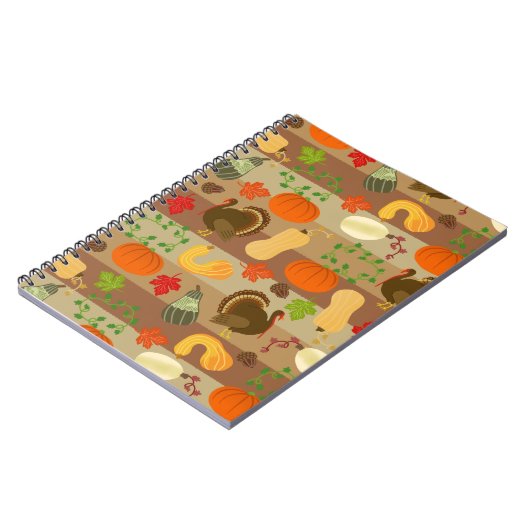 Thanksgiving Turkey Squash Autumn Harvest Pattern Notitieboek (Linkerzijde)