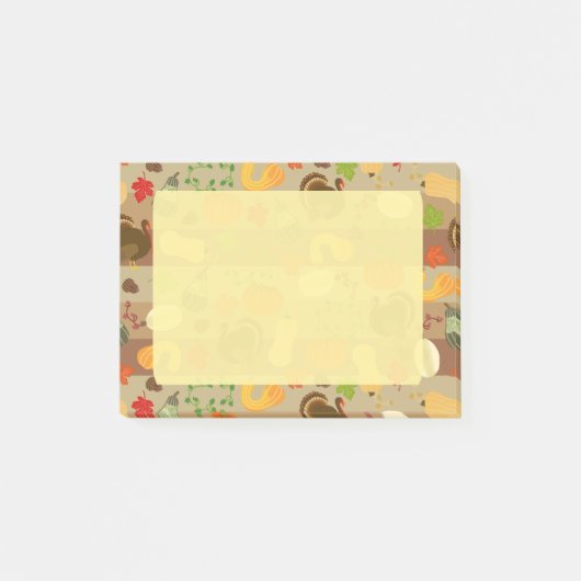 Thanksgiving Turkey Squash Autumn Harvest Pattern Post-it® Notes (Voorkant)
